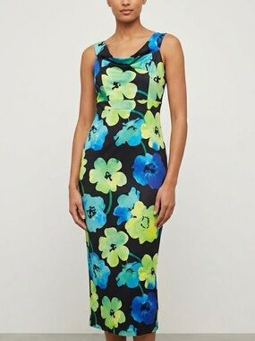 NWT Long Tall Sally Floral Midi Sheath Dress US 12 UK 16 Tall